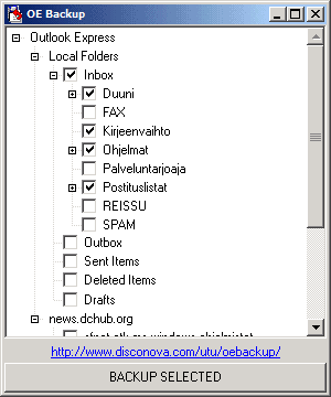 [Screenshot of OE Backup Tool]